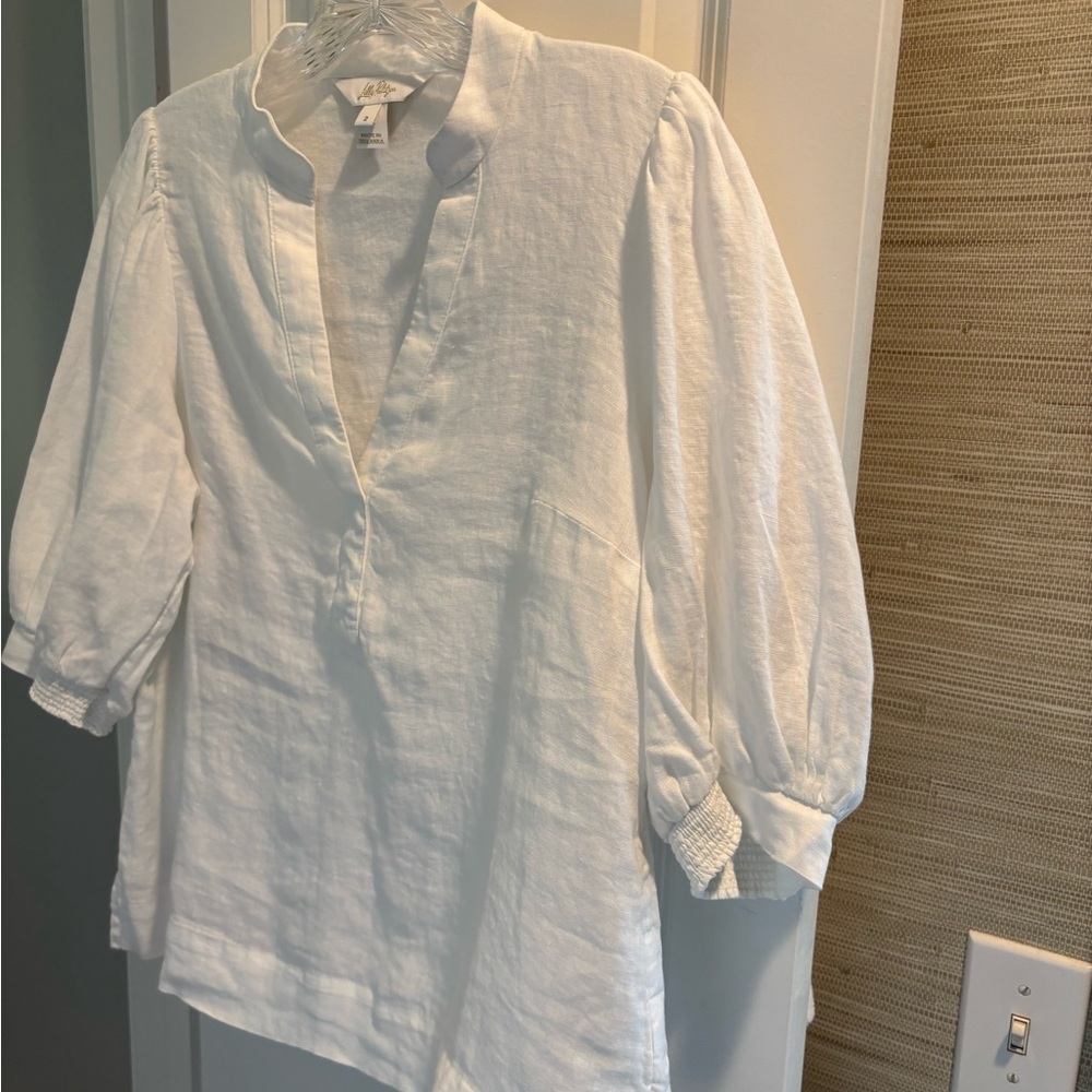 Lilly Pulitzer White Linen V-Neck